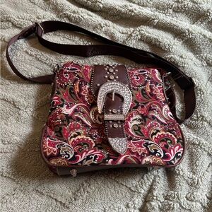 Montana West Red and Brown Paisley Crossbody Bag